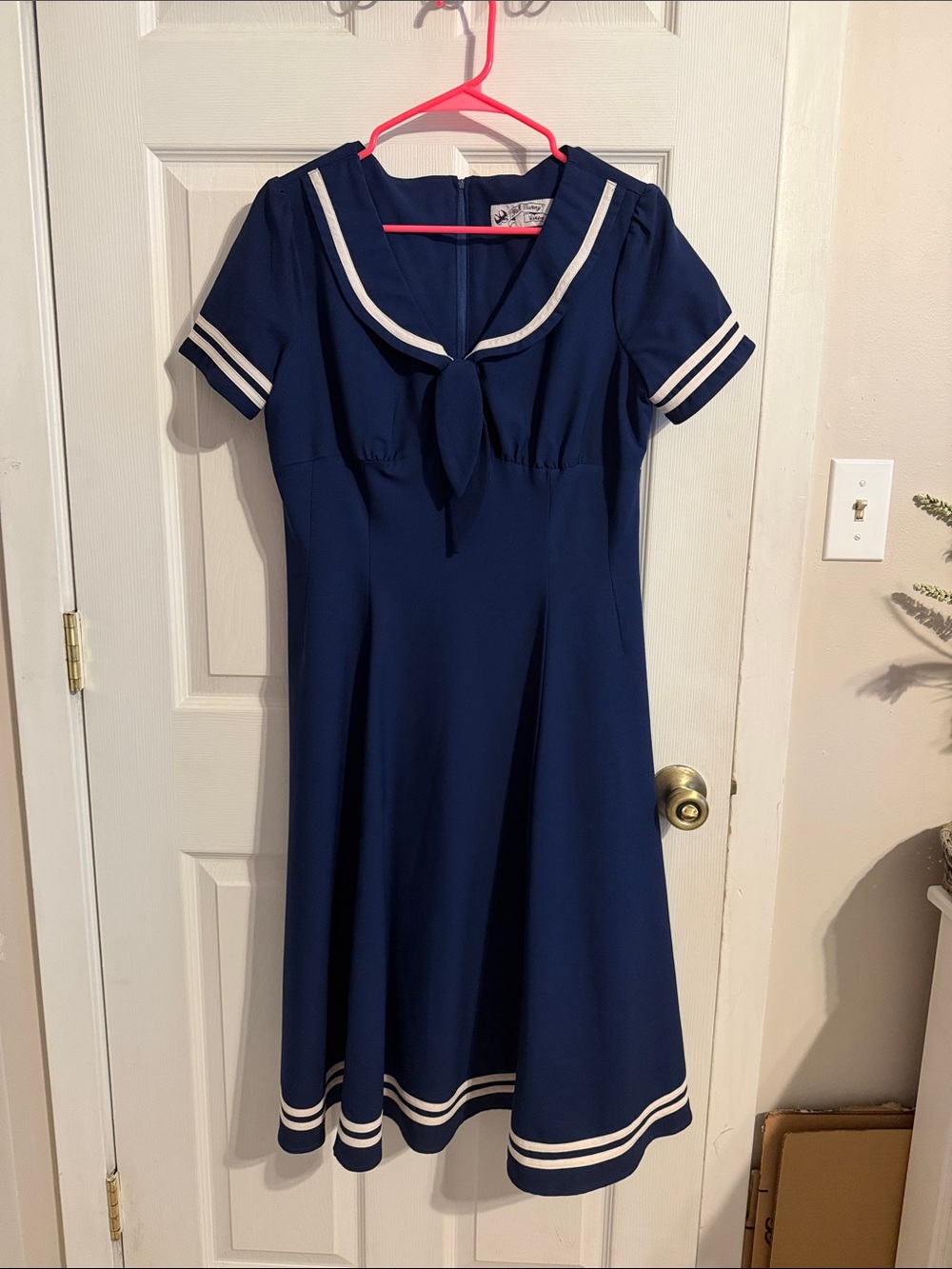 Hell Bunny Navy Blue Sailor Dress with White Trim